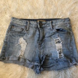 Light wash ripped shorts